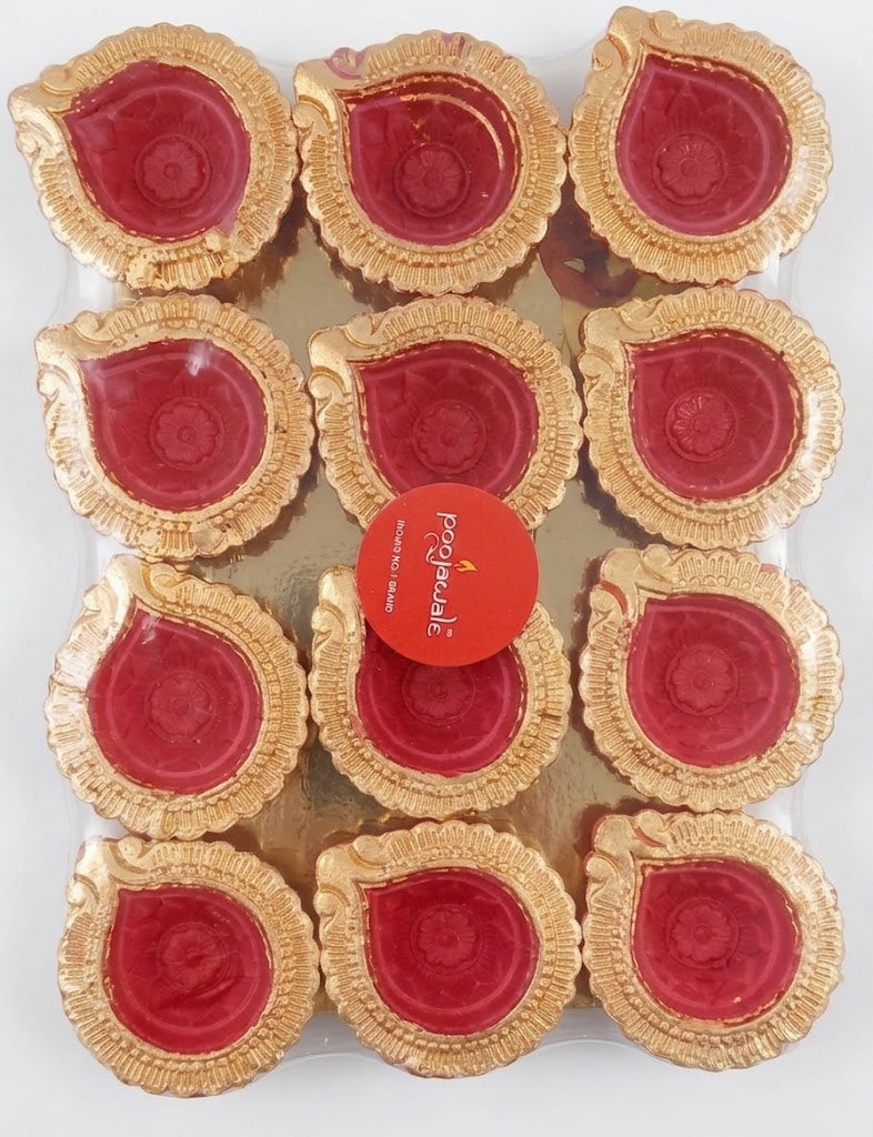 Designer Diya Red (Pack of 12)