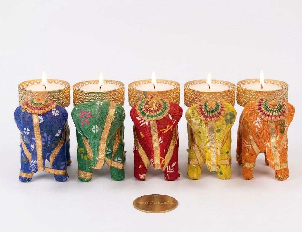 Traditional Indian Elephant Diyas 5pc