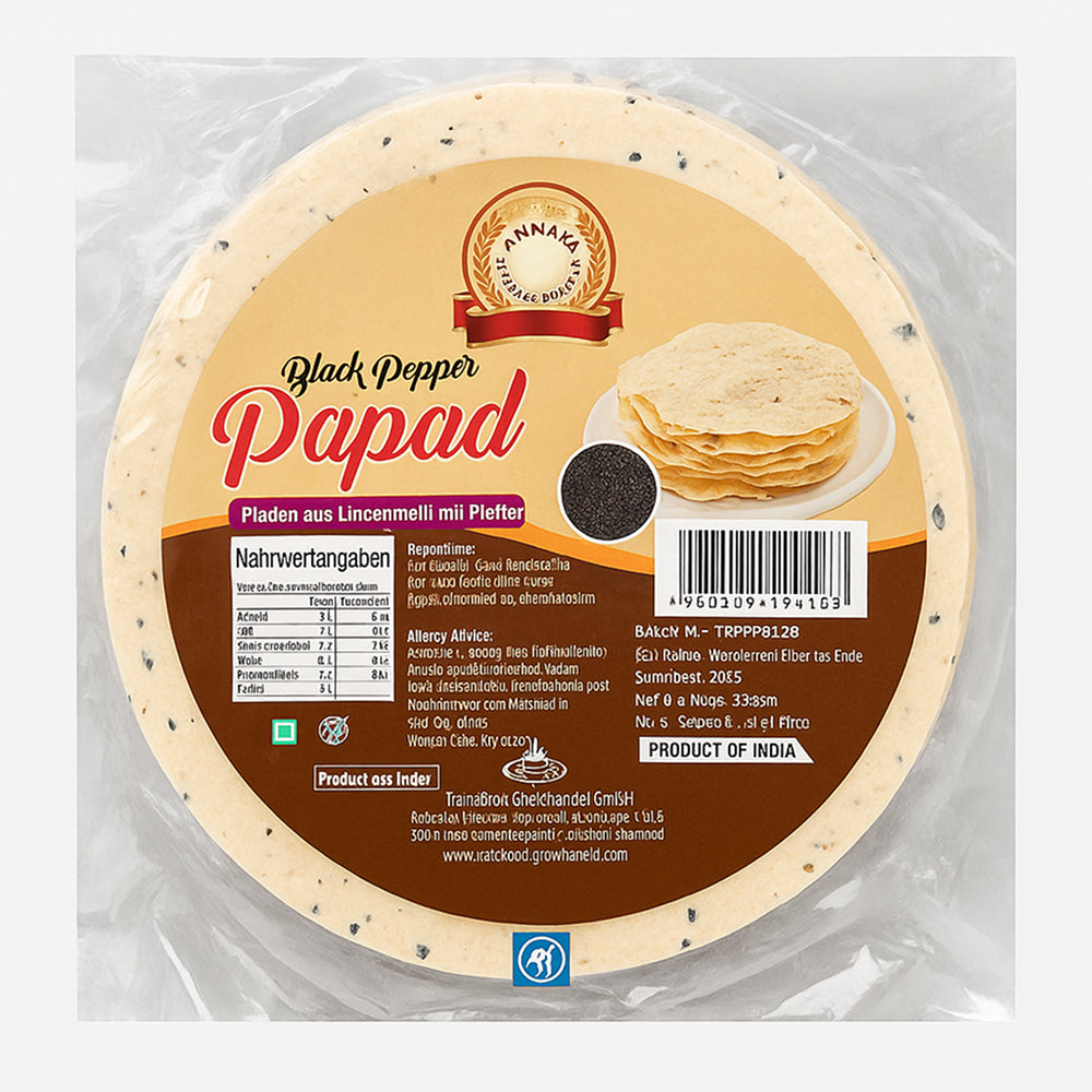 Annam Black Pepper Papadam 200g