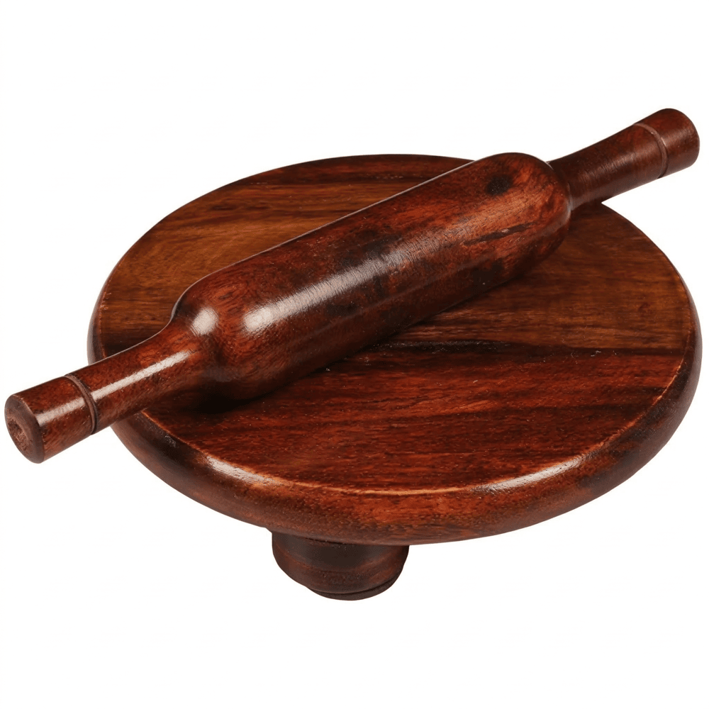 Wooden roti maker with roll