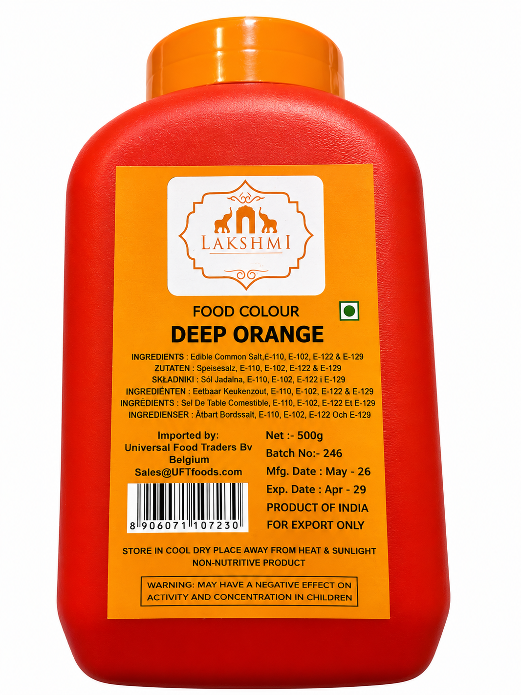 Lakshmi deep orange food colour 500g