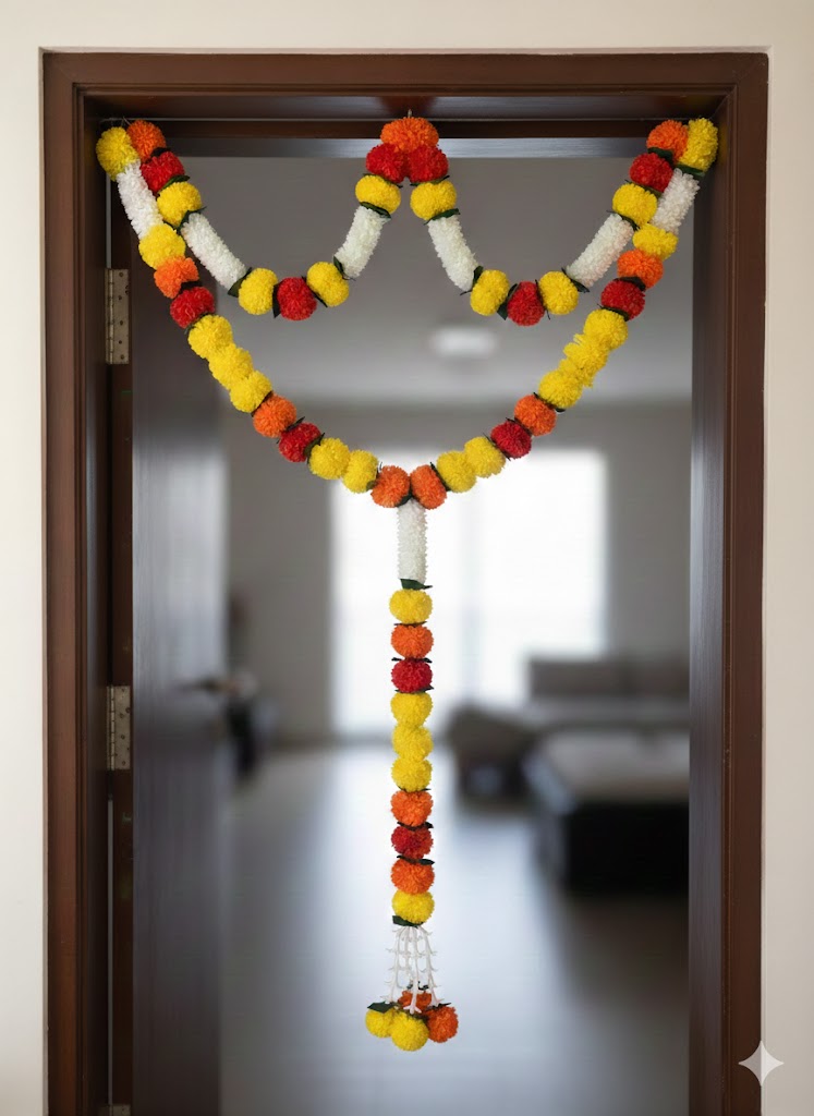 Artificial Marigold Mix Genda Phool Ladi 1pc